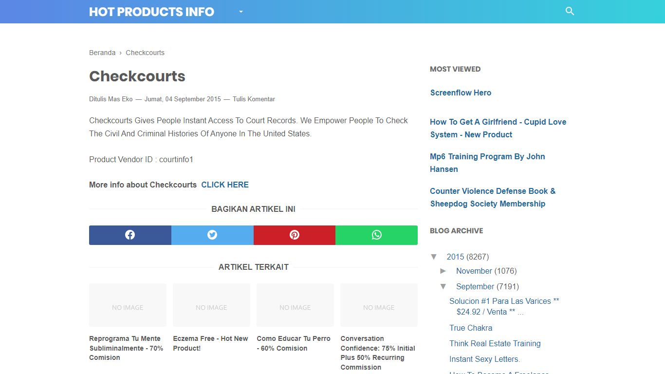 Checkcourts - HOT PRODUCTS INFO